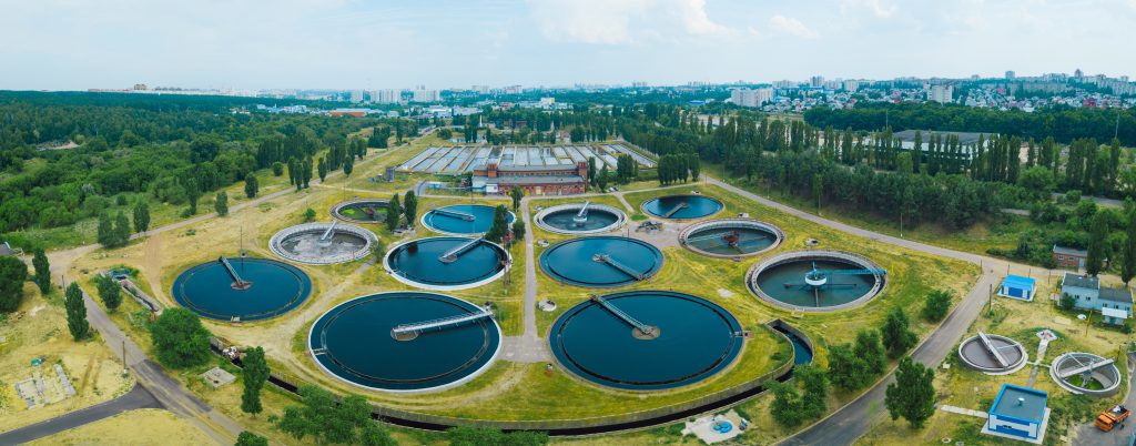 aerial of a sewage treatment plant